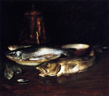 Fish, Plate and Copper Pot Artwork by William Merritt Chase