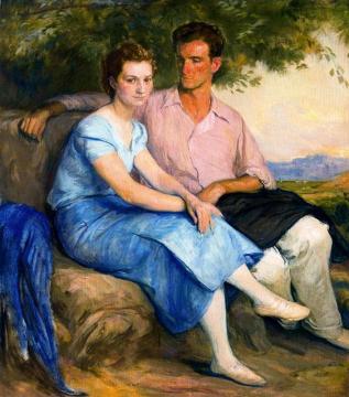 Retrato de Concepción y Ramón Artwork by Jose Mongrell Torrent