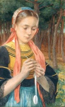 Jeune Dentelière De Pont-l'abbé Artwork by Elisabeth Sonrel