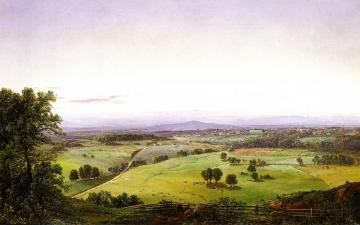 View Of A Valley Town Artwork by William Louis Sonntag
