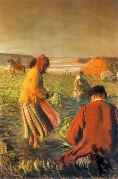 Digging beets Artwork by Leon Jan Wyczolkowski