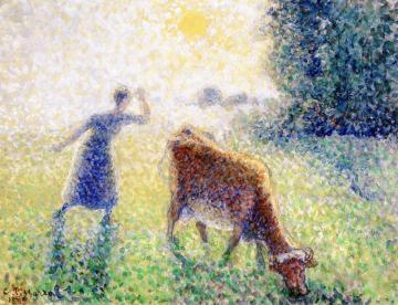 The Dairymaid, Morning, Sunshine Artwork by Camille Pissarro