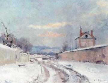 Entrance To A Village In The Snow Artwork by Victor Vignon
