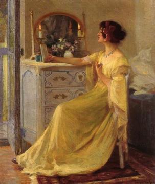 Bessie Potter Vonnoh At Her Dressing Table Artwork by Robert Vonnoh