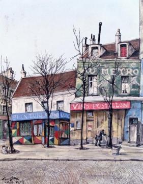 Street Scene Artwork by Tsuguharu Foujita