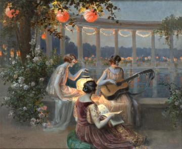 Soir Sur La Terrasse A La Pergola Artwork by Delphin Enjolras