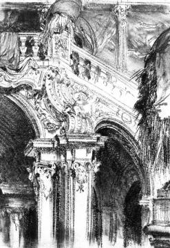 The Great Staircase At The Chateau Of Pommersfelden Artwork by Adolph von Menzel