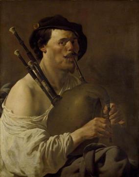 Portrait Of A Man Playing The Bagpipes Artwork by Hendrick Terbrugghen
