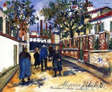 Figures in a Street Artwork by Maurice Utrillo