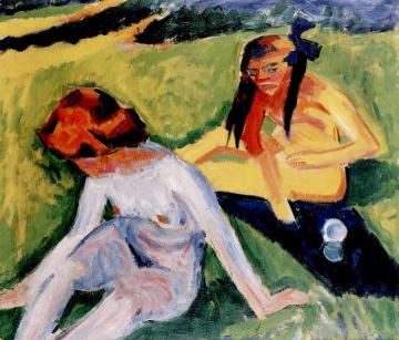 Two Girls Artwork by Hermann Max Pechstein