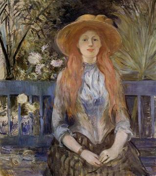 On a Bench Artwork by Berthe Morisot