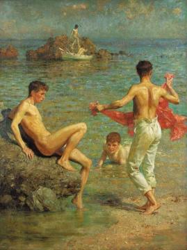Gleaming Waters Artwork by Henry Scott Tuke