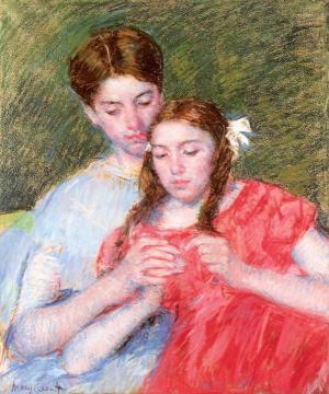 The Crochet Lesson Artwork by Mary Cassatt
