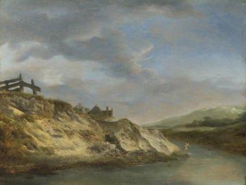 A Stream in the Dunes, with Two Bathers Artwork by Philips Wouwermans