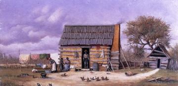 Log Cabin With Stretched Hide On Wall Artwork by William Aiken Walker