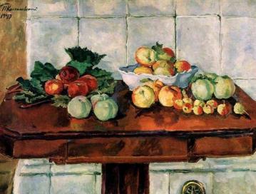 Still Life. Apples on a table Artwork by Pyotr Konchalovsky