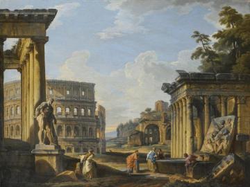Capriccio of Classical Ruins Artwork by Giovanni Paolo Pannini