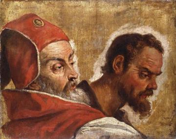 Heads Of Two Men: A Scribe Or Pharisee And An Apostle? Artwork by Sebastiano Ricci