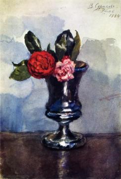 Roses In A Goblet Artwork by Vasili Ivanovich Surikov