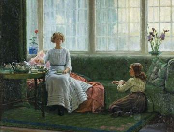 Two Girls In A Window Seat Artwork by Albert Ranney Chewett