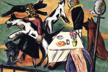 Girls Playing with Dogs Artwork by Max Beckmann