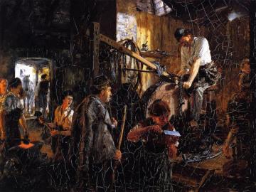 Knife-grinder's Workshop In The Hofgastein Smithy Artwork by Adolph von Menzel
