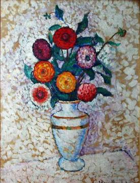 Still Life with Dahlias Artwork by Ilya Mashkov