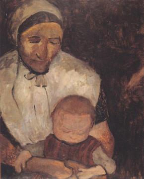 Seated Peasant Woman with Child on Her Lap Artwork by Paula Modersohn-Becker