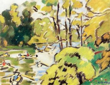 Boating On The Lake In The Bois De Boulogne Artwork by Louis Valtat