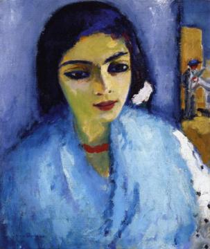Woman In Blue With Red Necklace Artwork by Kees Van Dongen