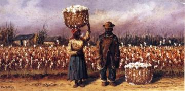 Negro Man And Woman In Cotton Field With Cotton Baskets Artwork by William Aiken Walker