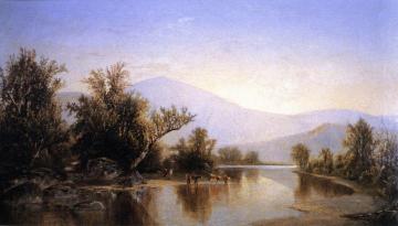 Cattle Watering in a Placid River Artwork by Gilbert Munger