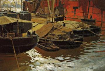 Barcas Del Puerto Artwork by Enrique Martinez Cubells