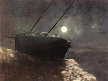 Boat in the Moonlight Artwork by Odilon Redon