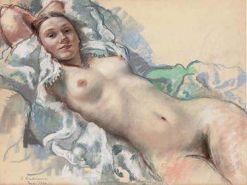 Reclining Nude Artwork by Zinaida Serebriakova