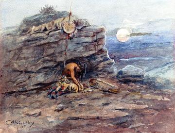 Mourning Her Warrior Dead Artwork by Charles Marion Russell
