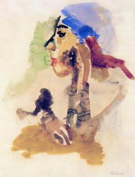 Young Girl: Profile Facing Left Artwork by Oskar Kokoschka