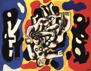 Divers on a Yellow Background (sketch) Artwork by Fernand Léger
