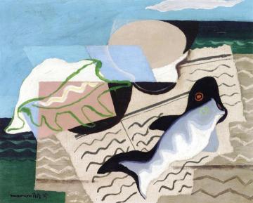 Blue Fish Artwork by Louis Marcoussis