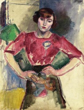 Hermine in a Red Blouse Artwork by Jules Pascin