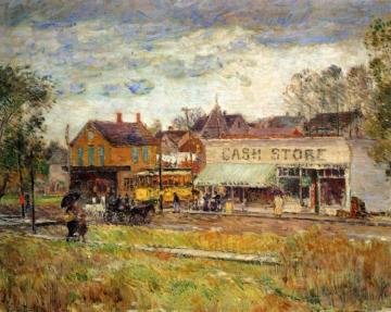 End of the Trolley Line, Oak Park, Illinois Artwork by Frederick Childe Hassam