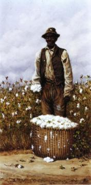 Negro Man In Cotton Field With Basket Of Cotton Artwork by William Aiken Walker