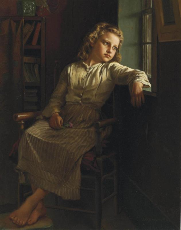 Girl At The Window, 1890 Artwork by John George Brown