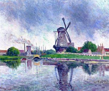 Holland, Windmill near the Canal Artwork by Maximilien Luce