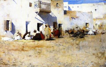 Afternoon in the Streets of Biskra Artwork by Willard Leroy Metcalf
