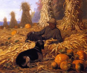 Hound Dog And Pumpkins Artwork by John Whetten Ehninger