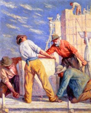Workers On A Construction Site Artwork by Maximilien Luce