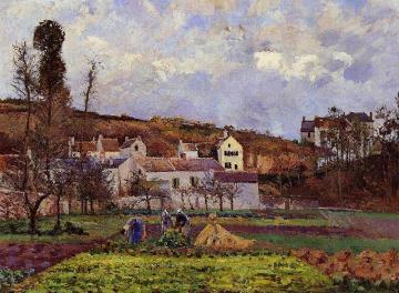 Kitchen Gardens at l'Hermitage, Pontoise Artwork by Camille Pissarro