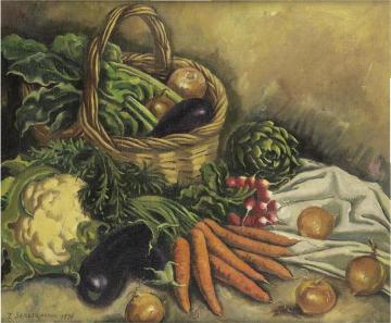Still life with cauliflower and vegetables Artwork by Zinaida Serebriakova