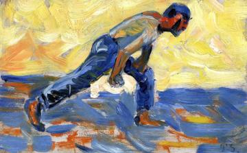 The Leaning Boules Player Artwork by Paul Signac